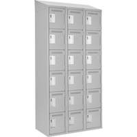 Clean Line Lockerette , 6 -tier, Bank of 3, 36" x 18" x 78", Steel, Grey, Rivet (Assembled) Groupe Belzile Dickner