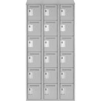Clean Line Lockerette , 6 -tier, Bank of 3, 36" x 18" x 78", Steel, Grey, Rivet (Assembled) Groupe Belzile Dickner