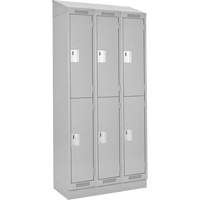 Clean Line Lockers, 2 -tier, Bank of 3, 36" x 18" x 82", Steel, Grey, Rivet (Assembled) Groupe Belzile Dickner