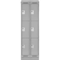 Clean Line Lockers, 3 -tier, Bank of 2, 24" x 18" x 82", Steel, Grey, Rivet (Assembled) Groupe Belzile Dickner