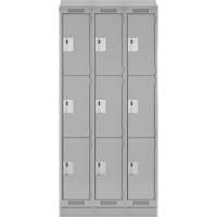 Clean Line Lockers, 3 -tier, Bank of 3, 36" x 18" x 82", Steel, Grey, Rivet (Assembled) Groupe Belzile Dickner
