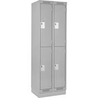 Clean Line Lockers, 2 -tier, Bank of 2, 24" x 18" x 76", Steel, Grey, Rivet (Assembled) Groupe Belzile Dickner