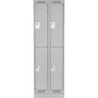 Clean Line Lockers, 2 -tier, Bank of 2, 24" x 18" x 76", Steel, Grey, Rivet (Assembled) Groupe Belzile Dickner