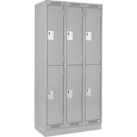 Clean Line Lockers, 2 -tier, Bank of 3, 36" x 18" x 76", Steel, Grey, Rivet (Assembled) Groupe Belzile Dickner