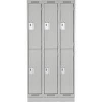 Clean Line Lockers, 2 -tier, Bank of 3, 36" x 18" x 76", Steel, Grey, Rivet (Assembled) Groupe Belzile Dickner