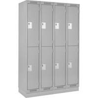 Casiers Clean Line, 2 niveaux, Bloc de 4, 48" x 18" x 76", Acier, Gris, Rivet (assembl&eacute;) Groupe Belzile Dickner