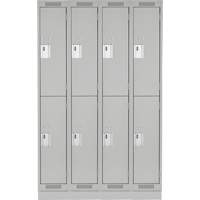 Casiers Clean Line, 2 niveaux, Bloc de 4, 48" x 18" x 76", Acier, Gris, Rivet (assembl&eacute;) Groupe Belzile Dickner