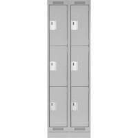 Clean Line Lockers, 3 -tier, Bank of 2, 24" x 18" x 76", Steel, Grey, Rivet (Assembled) Groupe Belzile Dickner