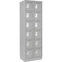 Clean Line Lockerette, 6 -tier, Bank of 2, 24" x 18" x 76", Steel, Grey, Rivet (Assembled) Groupe Belzile Dickner