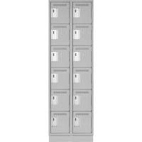 Clean Line Lockerette, 6 -tier, Bank of 2, 24" x 18" x 76", Steel, Grey, Rivet (Assembled) Groupe Belzile Dickner