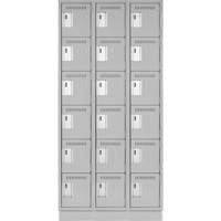 Clean Line Lockerette, 6 -tier, Bank of 3, 36" x 18" x 76", Steel, Grey, Rivet (Assembled) Groupe Belzile Dickner