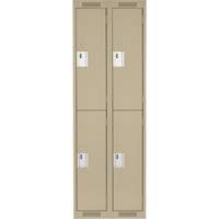 Clean Line Lockers, 2 -tier, Bank of 2, 24" x 18" x 72", Steel, Beige, Rivet (Assembled) Groupe Belzile Dickner