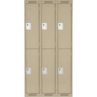 Clean Line Lockers, 2 -tier, Bank of 3, 36" x 18" x 72", Steel, Beige, Rivet (Assembled) Groupe Belzile Dickner
