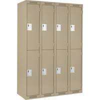 Casiers Clean Line, 2 niveaux, Bloc de 4, 48" x 18" x 72", Acier, Beige, Rivet (assembl&eacute;) Groupe Belzile Dickner
