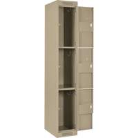 Casiers Clean Line, 3 niveaux, Bloc de 4, 48" x 18" x 72", Acier, Beige, Rivet (assembl&eacute;) Groupe Belzile Dickner