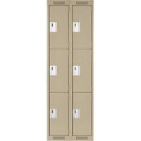 Clean Line Lockers, 3 -tier, Bank of 2, 24" x 18" x 72", Steel, Beige, Rivet (Assembled) Groupe Belzile Dickner