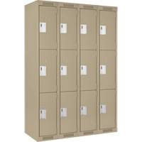 Casiers Clean Line, 3 niveaux, Bloc de 4, 48" x 18" x 72", Acier, Beige, Rivet (assembl&eacute;) Groupe Belzile Dickner