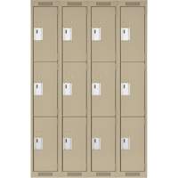 Casiers Clean Line, 3 niveaux, Bloc de 4, 48" x 18" x 72", Acier, Beige, Rivet (assembl&eacute;) Groupe Belzile Dickner