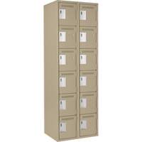 Clean Line Lockerette, 6 -tier, Bank of 2, 24" x 18" x 72", Steel, Beige, Rivet (Assembled) Groupe Belzile Dickner