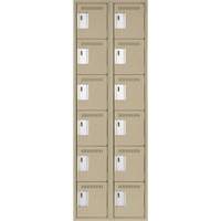 Clean Line Lockerette, 6 -tier, Bank of 2, 24" x 18" x 72", Steel, Beige, Rivet (Assembled) Groupe Belzile Dickner