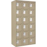 Clean Line Lockerette, 6 -tier, Bank of 3, 36" x 18" x 72", Steel, Beige, Rivet (Assembled) Groupe Belzile Dickner
