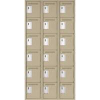 Clean Line Lockerette, 6 -tier, Bank of 3, 36" x 18" x 72", Steel, Beige, Rivet (Assembled) Groupe Belzile Dickner