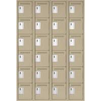 Clean Line Lockerette, 6 -tier, Bank of 4, 48" x 18" x 72", Steel, Beige, Rivet (Assembled) Groupe Belzile Dickner