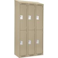 Clean Line Lockers, 2 -tier, Bank of 3, 36" x 18" x 78", Steel, Beige, Rivet (Assembled) Groupe Belzile Dickner