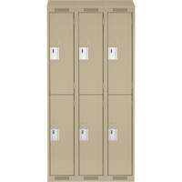 Clean Line Lockers, 2 -tier, Bank of 3, 36" x 18" x 78", Steel, Beige, Rivet (Assembled) Groupe Belzile Dickner