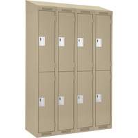 Clean Line Lockers, 2 -tier, Bank of 4, 48" x 18" x 78", Steel, Beige, Rivet (Assembled) Groupe Belzile Dickner