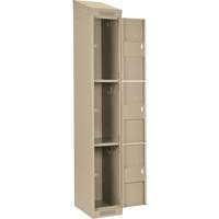 Clean Line Lockers, 3 -tier, Bank of 4, 48" x 18" x 78", Steel, Beige, Rivet (Assembled) Groupe Belzile Dickner