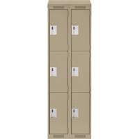 Clean Line Lockers, 3 -tier, Bank of 2, 24" x 18" x 78", Steel, Beige, Rivet (Assembled) Groupe Belzile Dickner