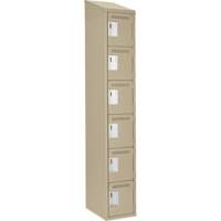 Petits casiers Clean Line, 6 niveaux, 12" x 18" x 78", Acier, Beige, Rivet (assembl&eacute;) Groupe Belzile Dickner