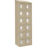 Clean Line Lockerette, 6 -tier, Bank of 2, 24" x 18" x 78", Steel, Beige, Rivet (Assembled) Groupe Belzile Dickner