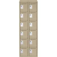 Clean Line Lockerette, 6 -tier, Bank of 2, 24" x 18" x 78", Steel, Beige, Rivet (Assembled) Groupe Belzile Dickner