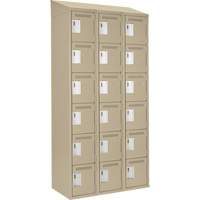 Clean Line Lockerette, 6 -tier, Bank of 3, 36" x 18" x 78", Steel, Beige, Rivet (Assembled) Groupe Belzile Dickner