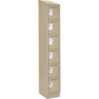 Petits casiers Clean Line, 6 niveaux, 12" x 18" x 82", Acier, Beige, Rivet (assembl&eacute;) Groupe Belzile Dickner