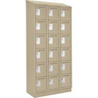 Clean Line Lockerette , 6 -tier, Bank of 3, 36" x 18" x 82", Steel, Beige, Rivet (Assembled) Groupe Belzile Dickner