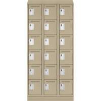 Clean Line Lockerette , 6 -tier, Bank of 3, 36" x 18" x 82", Steel, Beige, Rivet (Assembled) Groupe Belzile Dickner
