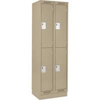 Clean Line Lockers, 2 -tier, Bank of 2, 24" x 18" x 76", Steel, Beige, Rivet (Assembled) Groupe Belzile Dickner