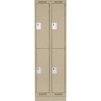 Clean Line Lockers, 2 -tier, Bank of 2, 24" x 18" x 76", Steel, Beige, Rivet (Assembled) Groupe Belzile Dickner