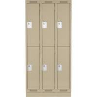 Clean Line Lockers, 2 -tier, Bank of 3, 36" x 18" x 76", Steel, Beige, Rivet (Assembled) Groupe Belzile Dickner