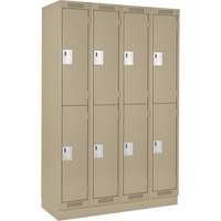 Casiers Clean Line, 2 niveaux, Bloc de 4, 48" x 18" x 76", Acier, Beige, Rivet (assembl&eacute;) Groupe Belzile Dickner