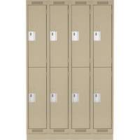Casiers Clean Line, 2 niveaux, Bloc de 4, 48" x 18" x 76", Acier, Beige, Rivet (assembl&eacute;) Groupe Belzile Dickner
