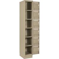 Clean Line Lockerette, 6 -tier, Bank of 4, 48" x 18" x 76", Steel, Beige, Rivet (Assembled) Groupe Belzile Dickner