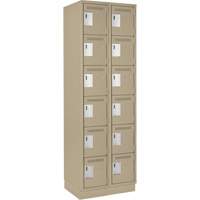 Clean Line Lockerette, 6 -tier, Bank of 2, 24" x 18" x 76", Steel, Beige, Rivet (Assembled) Groupe Belzile Dickner