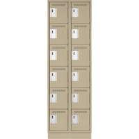 Clean Line Lockerette, 6 -tier, Bank of 2, 24" x 18" x 76", Steel, Beige, Rivet (Assembled) Groupe Belzile Dickner