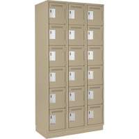 Clean Line Lockerette, 6 -tier, Bank of 3, 36" x 18" x 76", Steel, Beige, Rivet (Assembled) Groupe Belzile Dickner
