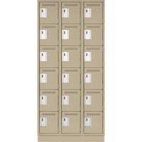 Clean Line Lockerette, 6 -tier, Bank of 3, 36" x 18" x 76", Steel, Beige, Rivet (Assembled) Groupe Belzile Dickner