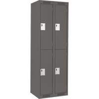 Clean Line Lockers, 2 -tier, Bank of 2, 24" x 18" x 72", Steel, Charcoal, Rivet (Assembled) Groupe Belzile Dickner